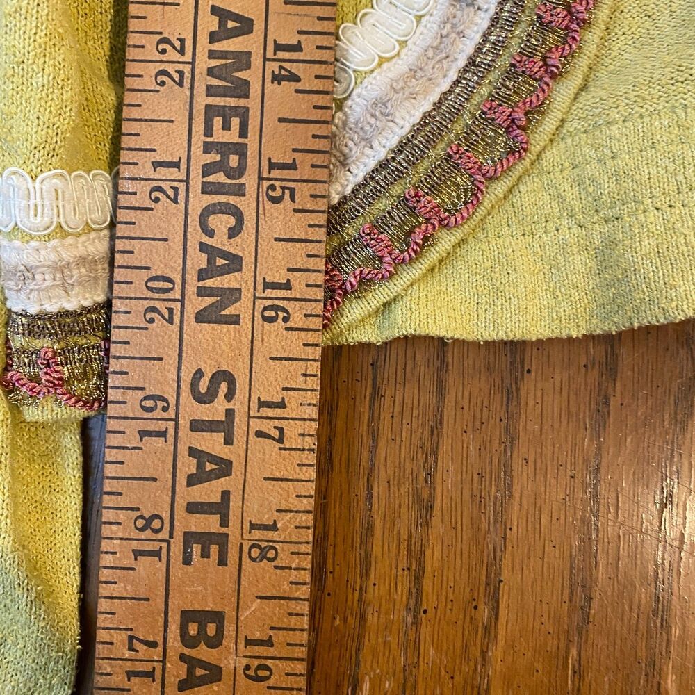 Anthropologie HWR Silk Linen Blend Boho Y2K Cropped Cardigan Sweater Jacket L - Picture 6 of 8